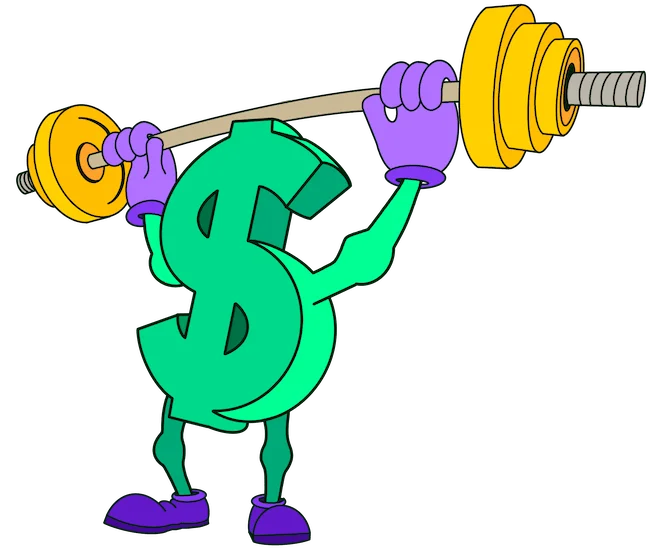 money lifting weights rapunzl financial literacy graphic